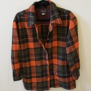 Plaid wool orange and green top Size small